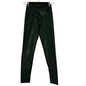Offline By Aerie Crossover Leggings Medium Green Faux Leather Look Fall Bohochic